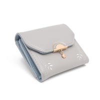 Cartera de diseño único para mujer, estilo corto, colgante de hoja a la moda, tarjetero para estudiante, monedero plegable para mujer 2025 - details 12
