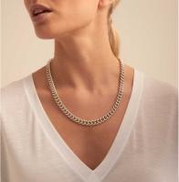Collar de eslabones cubanos plateado clásico UNODE 50: Estilizado para mujeres, elegante y versátil - details 1