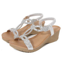 Sandalia 2025 Nuevas sandalias de moda con diamantes de agua Zapatos de mujer con tacón inclinado y parte inferior gruesa - details 1