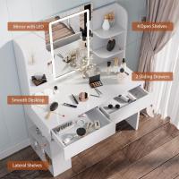 Mesa de Maquillaje LED Regulable Vanity con 2 Cajones y 4 Estantes Estante Inferior - details 2