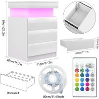Mesita de Noche Inteligente con 3 Cajones, Mesita de Noche para Dormitorio, Mesas Auxiliares de Madera Estilo Moderno para Sala de Estar 45 x 40 x 67 cm - details 21