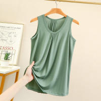 Camisetas sin mangas de talla grande con pliegues sueltos para mujer, camisetas sin mangas de Modal, ropa de casa de color sólido, chaleco de fondo XL a 6XL - details 5