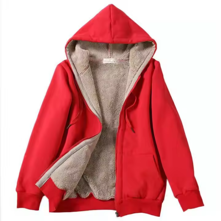 Otoño e invierno Cardigan casual mujer sudadera con capucha chaqueta cálida - 1