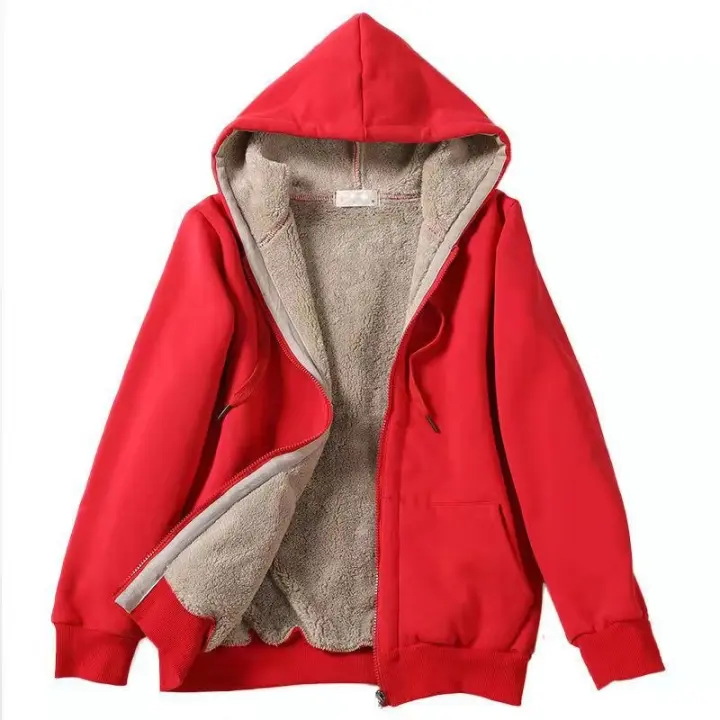 Otoño e invierno Cardigan casual mujer sudadera con capucha chaqueta cálida - 1