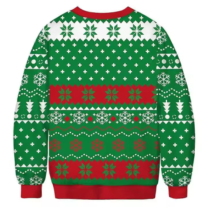 Mujeres Hombres Parejas Sudadera navideña Grinch Impreso Jersey Suéter feo Manga larga Monstruo verde JumperY BSSM - 1