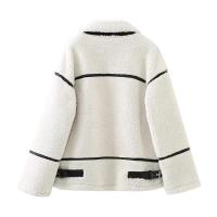 2024 otoño nueva ropa de mujer estilo europeo y americano Casual piel de una pieza lana de cordero contraste Color chaqueta cálida de felpa - details 1