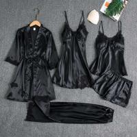 Conjunto de Dormir para Mujeres Ouwu Top de Seda Saturada, Pantalones Cortos, Pantalones de Encaje Suelto - details 11