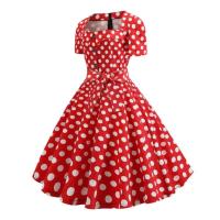 Mujeres Vintage verano 50s 60s Retro Pin Up Swing Rockabilly Vestidos elegante negro lunares vestido de fiesta de oficina - details 0