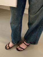 Sandalias Planas de Moda para Mujer Punta de Zapato Cuadrado con Hebilla Cubierta - details 17