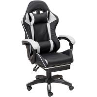 Gaming con Respaldo Ergonómico Inclinable y Altura Ajustable, Silla de Oficina con Soporte Lumbar, Acolchado y Reposapiés Extraíble, Negro, 58x66x114-124 cm - details 16