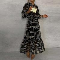 Vestido elegante con estampado plisado y cuello en V para mujer, traje largo de oficina para boda, primavera y verano, A-e, bohemio, 2024 - details 19
