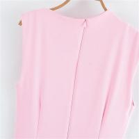Vestido corto de verano rosa simplicidad con cuello redondo material de poliéster moda para mujer - details 9