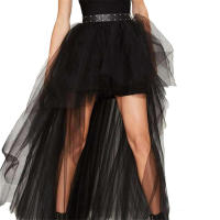 Falda gótica Punk para mujer, talla elástica, cuello alto, estilo Bo, Cosplay de Halloween, Maxi vestido asimétrico de tul suave - details 5