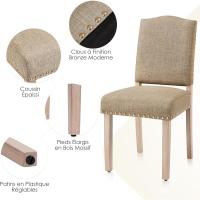 Juego de 4 sillas de comedor con respaldo alto, sillas de cocina, patas de madera maciza, diseño clásico, con botones bronceados, sillones y sillas para salón, asientos tapizados - details 44