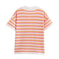 Top elegante de media manga con solapa para mujer, conjunto corto de cintura alta, camisa con estampado de rayas, pantalones cortos, traje a rayas a la moda para mujer - details 8