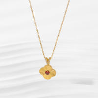 Colgante de mujer ins simple en forma de flor de nicho de lujo ligero de acero inoxidable Black King - details 7