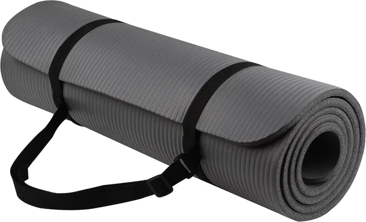 BalanceFrom BFGY-AP6BLK Go Estera de yoga para ejercicios antidesgarro multiusos con correa de transporte, negra, talla única - 1