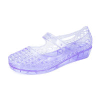 Antideslizante transparente cristal agujero agujero bolsa cabeza sandalias de las mujeres de moda desgaste versátil y cómodo Internet celebridad cuña tacón solo zapatos aumentando zapatillas - details 0