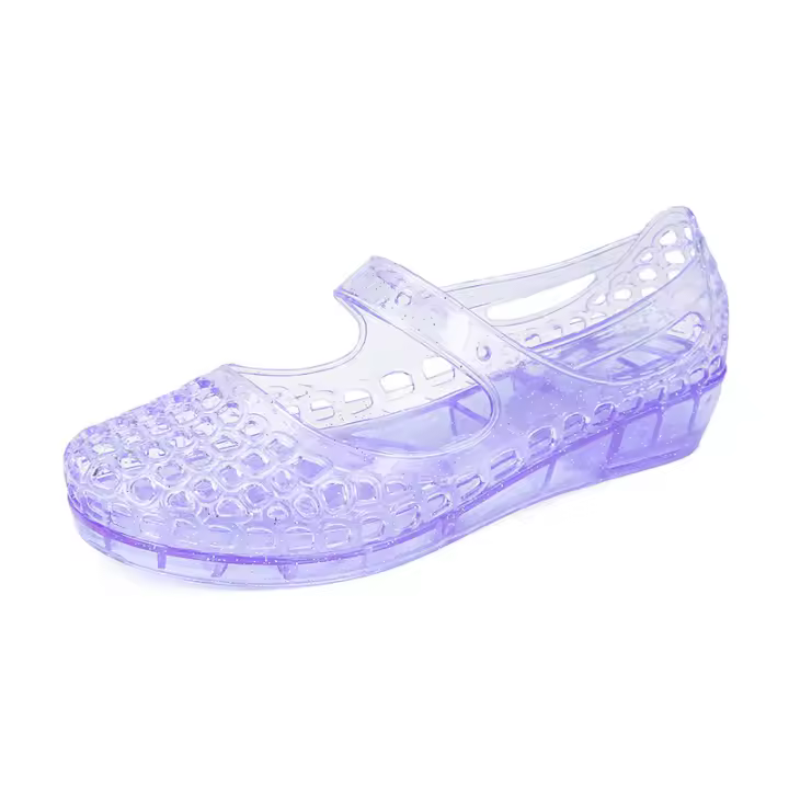 Antideslizante transparente cristal agujero agujero bolsa cabeza sandalias de las mujeres de moda desgaste versátil y cómodo Internet celebridad cuña tacón solo zapatos aumentando zapatillas - 1