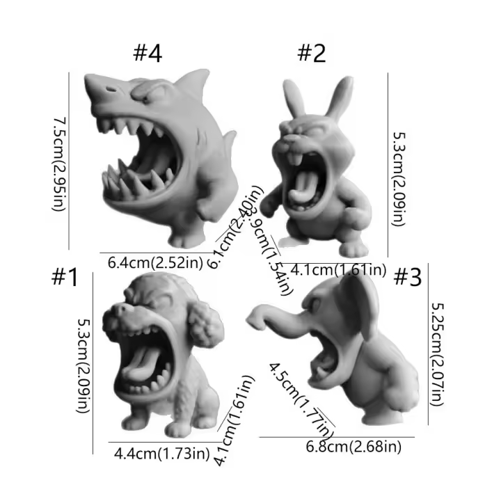 Estatua de Animal con estampado 3D de rugido en ira, figura de perro realista de dibujos animados, conejo, tiburón, elefante, modelo Animal, adorno - 1