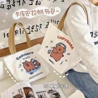 Capybara-Bolso de lona de Anime para compras, bolsa informal de gran capacidad con dibujos animados, estilo Harajuku, Punk, regalo de papelería de dibujos animados, 2024 - details 0