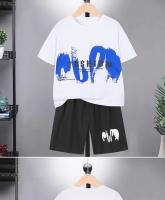 Conjunto de camiseta de manga corta y pantalones cortos de seda de hielo de secado rápido para niños, ropa deportiva - details 8