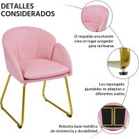 Silla de comedor moderna tapizada en terciopelo con brazos y respaldo ergonómico gris - details 51
