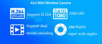 Cámara Mini WiFi A12 de Vandlion 1080P HD H.264 con Micrófono y Grabador de Voz. Mini DV DVR para Video Resolución de 1080P Sin Almacenamiento Incluido - details 1