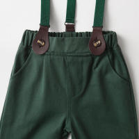 Camisa de algodón de caballero con cuello vuelto y manga larga con estampado Animal, pantalones con tirantes, traje Formal de dos piezas para niños - details 11