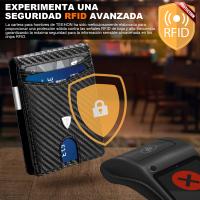 Cartera para Hombre Slim Fibra de Carbono con Bloqueo RFID, Tarjetero Hombre Ranuras para Tarjetas de Crédito, Clip para Billetes, Cartera Hombre Minimalista Bi-Fold con Caja de Regalo - details 1