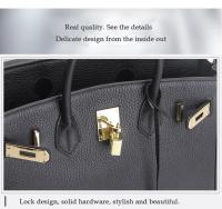 Bolso de mano de cuero genuino con patrón de lichi para mujer, Bolso grande de un hombro, capa superior, nuevo - details 2
