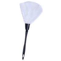 Plumero de plumas de pavo con mango de plástico negro, herramienta de limpieza (blanco), 35cm, 1 unidad - details 2