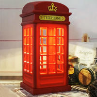 Lámpara de mesa recargable para cabina telefónica de Londres, luz nocturna USB, Retro, portátil, decoración de año nuevo para el hogar y dormitorio - details 0