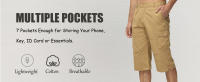 Men's Casual Twill Below Knee Loose Fit Multi-Pocket Cargo Shorts - details 0