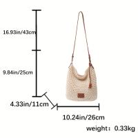 Bolso bandolera informal para mujer - Bolso de poliéster blanco de gran capacidad con correa larga fija y cierre magnético, versátil para uso diario y viajes, lavable a mano, bolso bandolera, accesorio minimalista, construcción duradera, diseño tejido tex - details 4