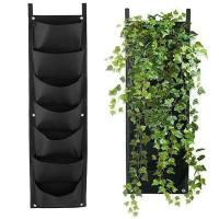 7 bolsas verticales, colgante de pared de tela de fieltro, ETA de jardín al aire libre, contenedor para plantar flores y verduras - details 1