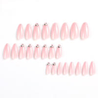 Uñas postizas rosas desnudas para mujer, uñas postizas impermeables y resistentes a los arañazos para damas de oficina elegantes - details 3