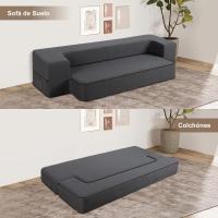 70 x 190 cm Sillón Cama Plegable, Sofá Cama Plegable con Espuma de Memoria y Almohada, Colchón de Suelo para Yoga, Oficina, Salón, Futon Sofá Cama Portada Lavable Unos, Gris Claro - details 53