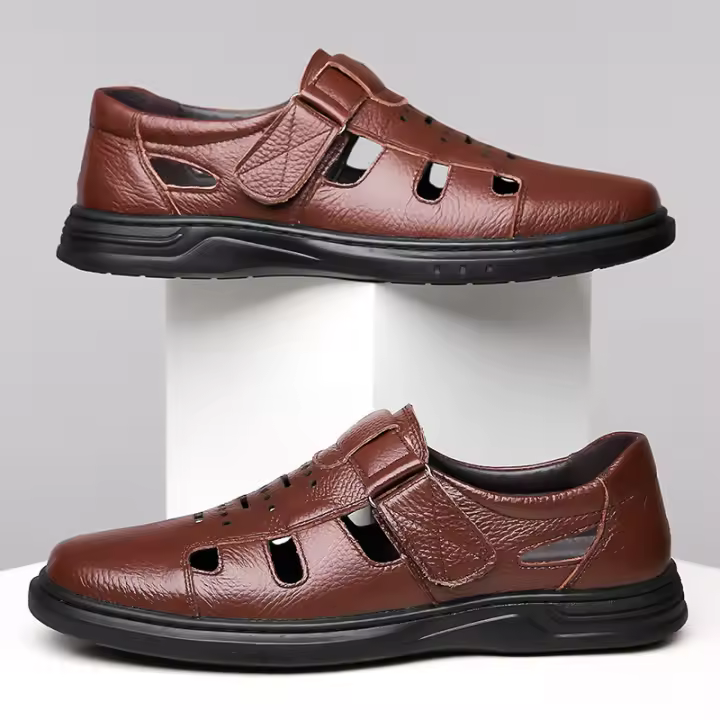 Sandalias de piel para hombre de verano. Trekking, Playa. Plantilla acolchada de microfibra. - 1
