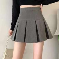 Falda plisada gris Vintage para mujer, minifaldas Kawaii de cintura alta, uniforme escolar de moda coreana, ropa de calle Haruku para primavera - details 2