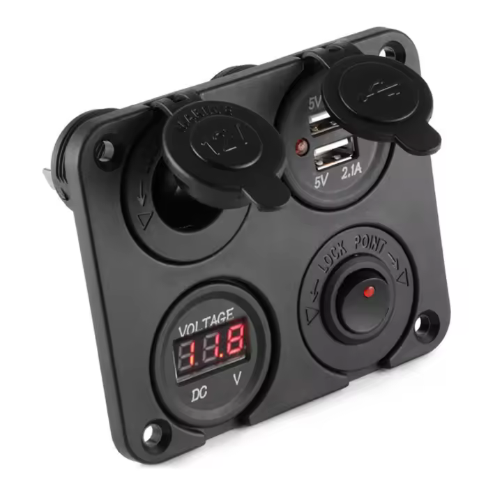 Enchufe de barco y coche, Panel de interruptor de voltímetro, Cargador USB Dual, cc 12V-24V - 1