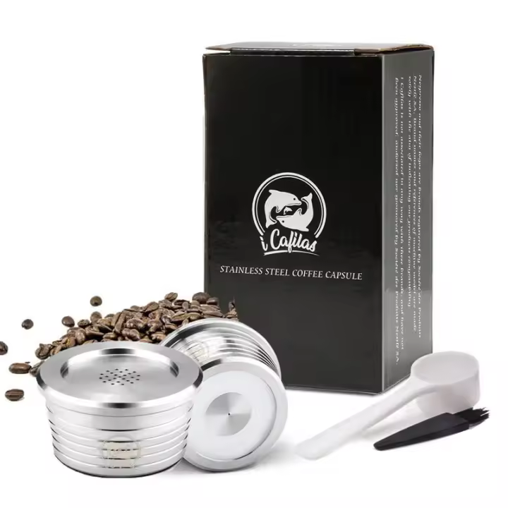 ICafilas-cápsula de café reutilizable de acero inoxidable, cápsulas de café rellenables, filtro de taza para máquina Delta Q - 1