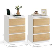 Mesita de Noche Moderna Blanca Nube LET631W14 Estación de Carga, Mesa Auxiliar con 3 Cajones, 2 Tomas AC, 2 Puertos USB - details 33