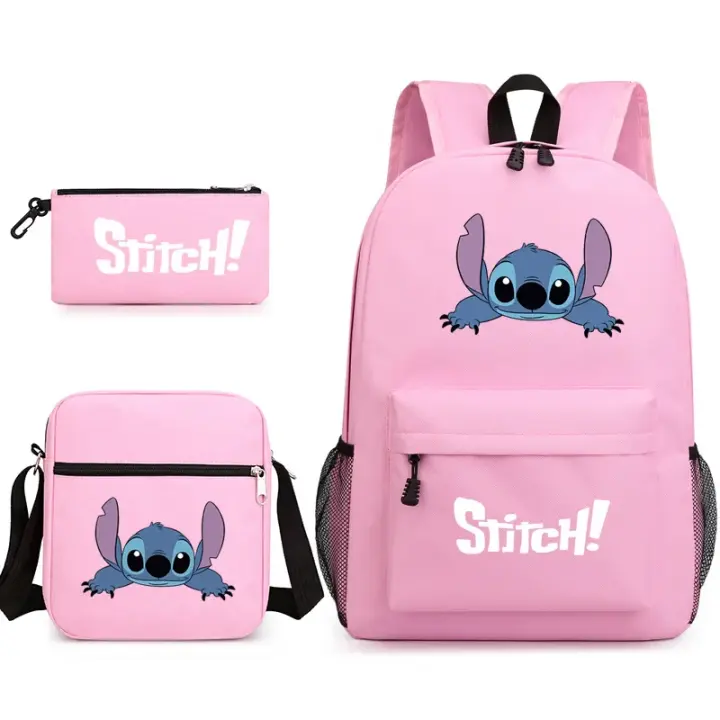 Mochila De Lilo And Stitch para hombre y mujer, morral escolar de gran capacidad, ligero, para portátil, de viaje, 3 piezas - 1