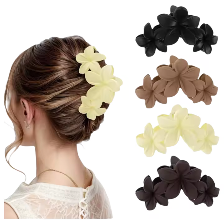 Paquete de 6 pinzas para el pelo con forma de flor, pinzas para el pelo para damas y niñas, pinzas para el pelo grandes mate para cabello grueso, pinzas para el pelo antideslizantes y fuertes - 1