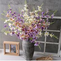 Vintage 2 tenedores flor de orquídea Artificial DIY 85cm flor de seda falsa orquídea flores falsas rama decoración de mesa - details 4