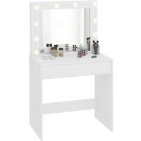 Luz LED y Espejo Gran Mesa Tocador con 2 Cajones y 3 Compartimentos Abiertos Mueble Dormitorio Estilo Morno - details 8