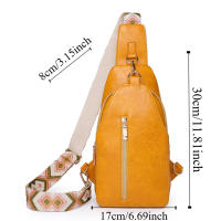 Riñonera de cuero PU para mujer, bolso de pecho sencillo de estilo bohemio para mujer, bolso de hombro deportivo Retro occidental de gran capacidad para ciclismo - details 0