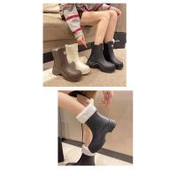 Botas de Lluvia para Mujeres de Moda Media Caña, Impermeables, Antideslizantes, Resistentes al Desgaste Zapatos de Goma de Cercanías - details 8