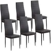 Paquete de 6 Sillas de Comedor emi, Sillas Estilo Moderno, Ergonómicas, respaldo y asiento en polipiel color negro - details 0